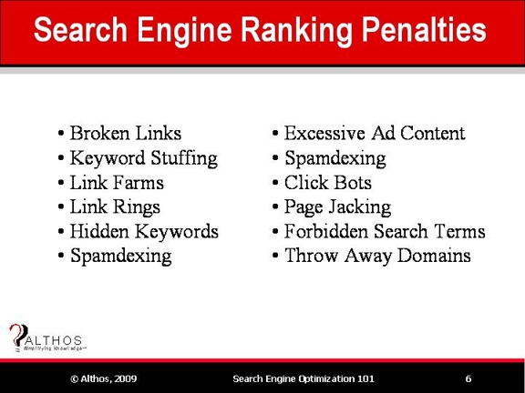 Search Engine Ranking Penalties